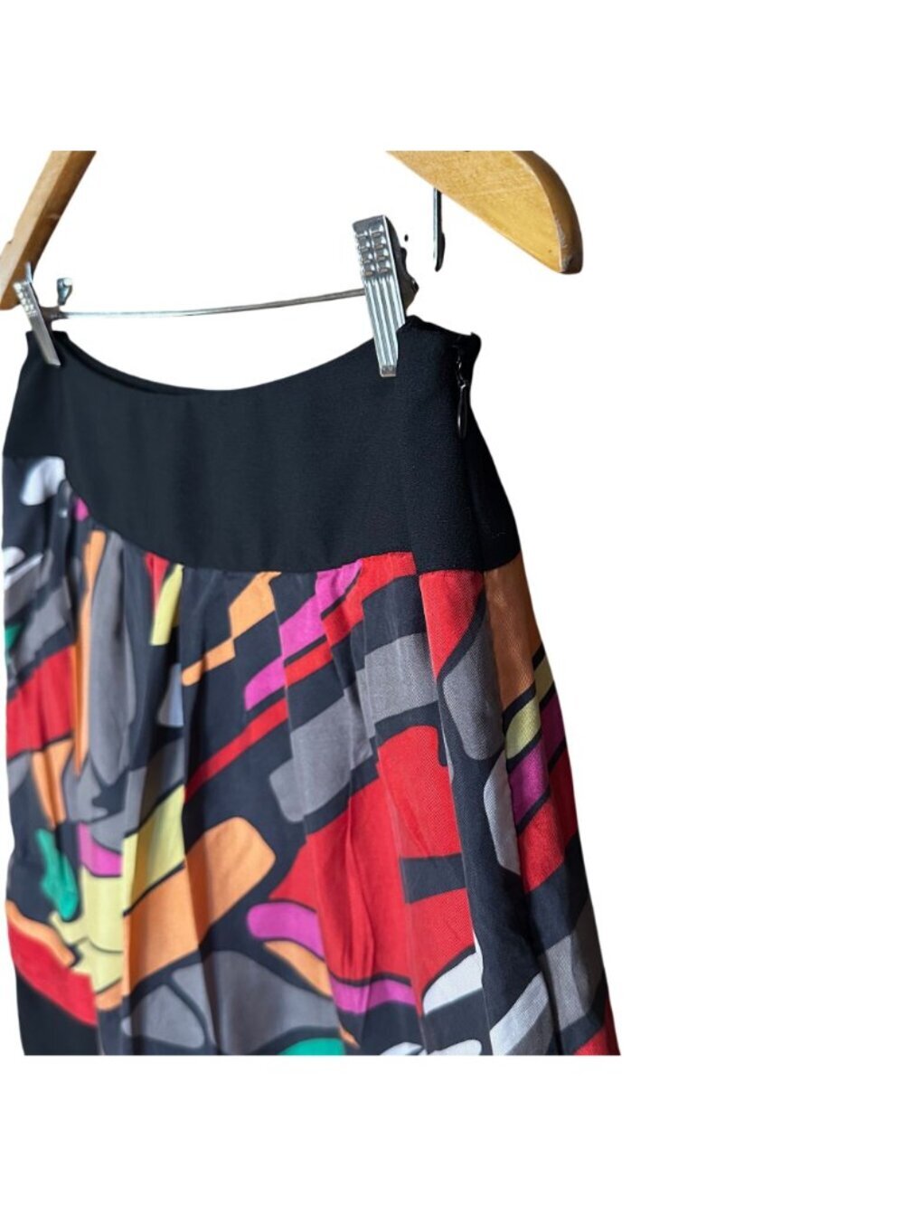 Peter Nygard Silk Abstract Geometric Multi Color Full High Waist Skirt Sz 8 - Picture 2 of 9